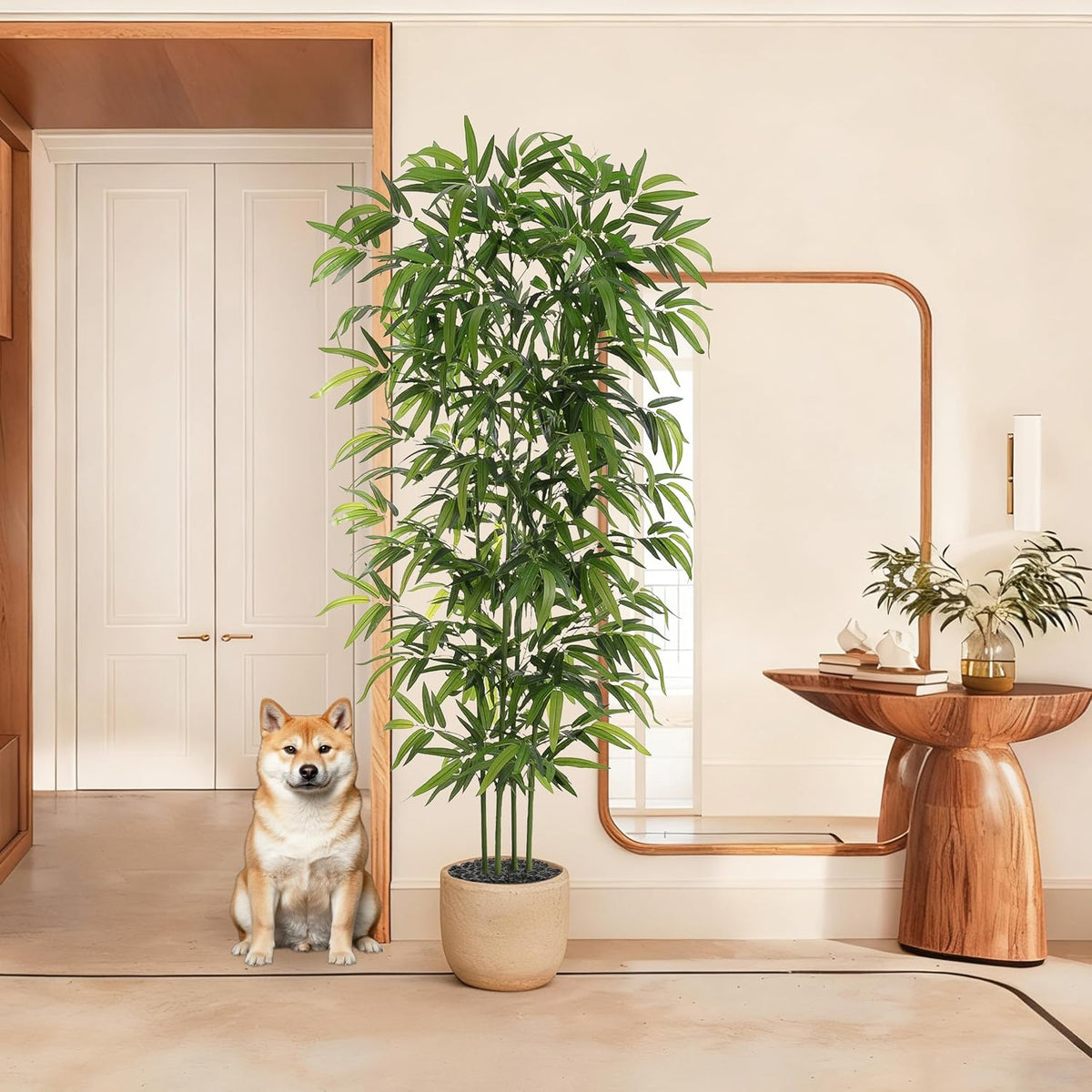 Artificial Bamboo Tree: 6FT Fake Bamboo Plant Faux Tall Nandina Tree