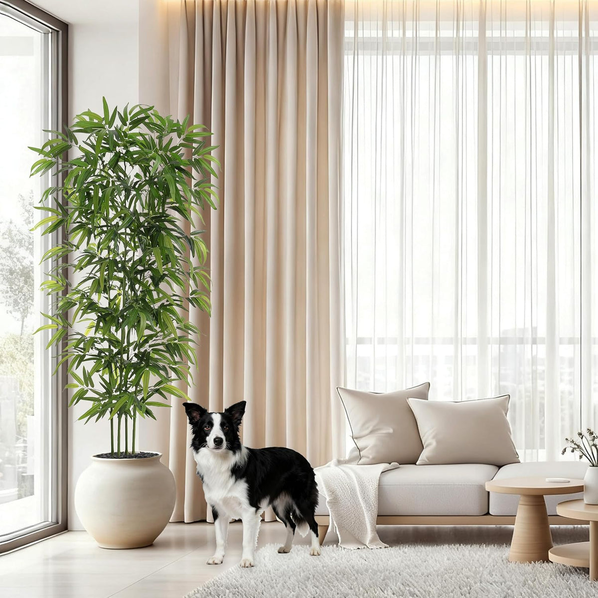 Artificial Bamboo Tree: 6FT Fake Bamboo Plant Faux Tall Nandina Tree