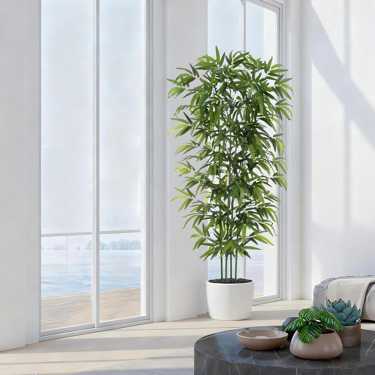 Artificial Bamboo Tree: 6FT Fake Bamboo Plant Faux Tall Nandina Tree