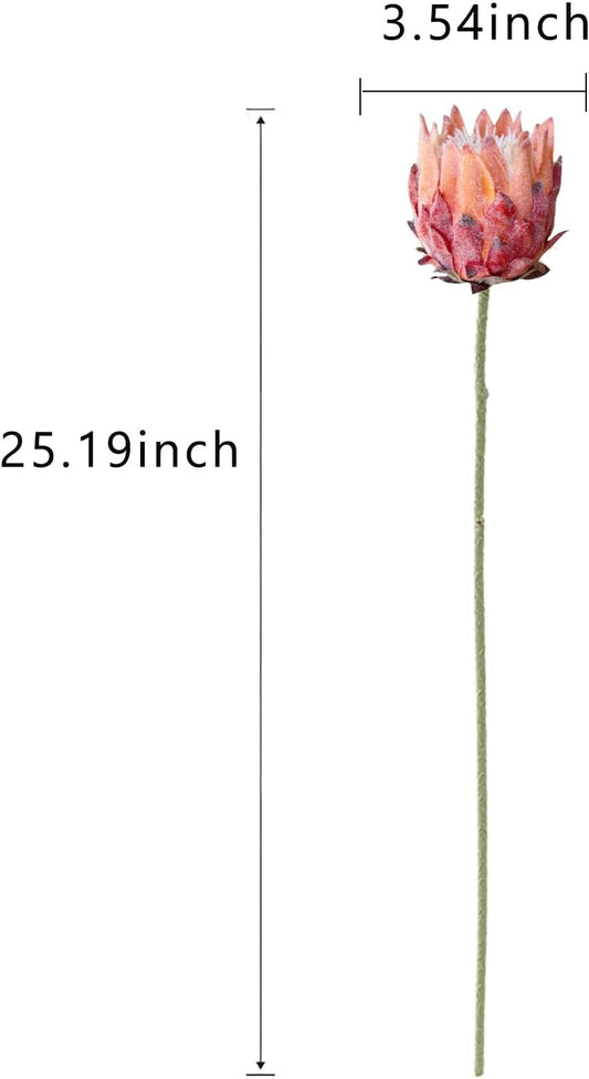 4Pcs Artificial King Protea Flower Faux King Protea Tropical Flowers Stem Fake Cynaroides Floral Arrangements for Wedding Party Centerpiece Home Office Garden Decor