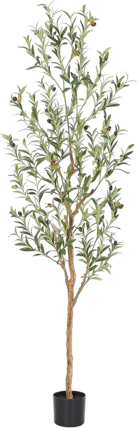 Faux Olive Tree with Natural Wood Trunk, 6ft, 1Pack
