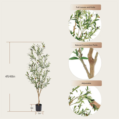 Faux Olive Tree with Natural Wood Trunk, 6ft, 1Pack