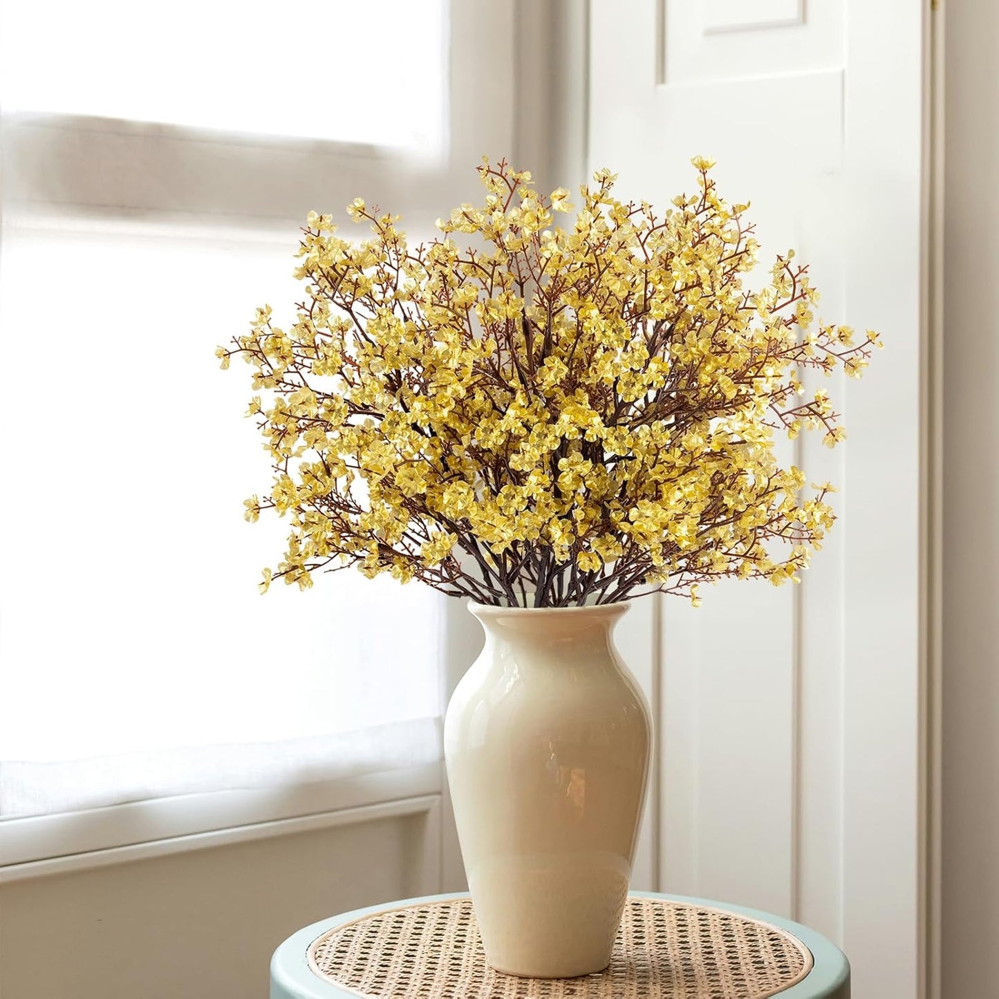 Babys Breath Artificial Flowers, 8 Bundles Cherry Blossom Pink Real Touch Fake Silk Flowers Bulk for Vase Home Office Wedding Spring Indoor Outdoor Centerpiece Table Mother's Day Decorations