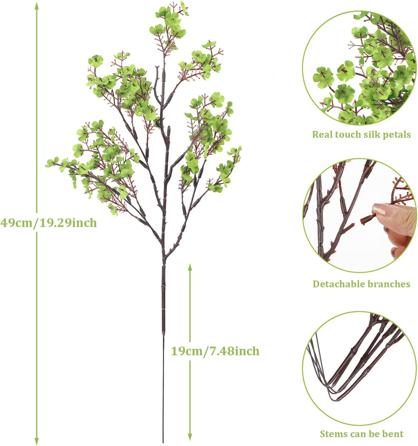 Babys Breath Artificial Flowers, 8 Bundles Cherry Blossom Pink Real Touch Fake Silk Flowers Bulk for Vase Home Office Wedding Spring Indoor Outdoor Centerpiece Table Mother's Day Decorations