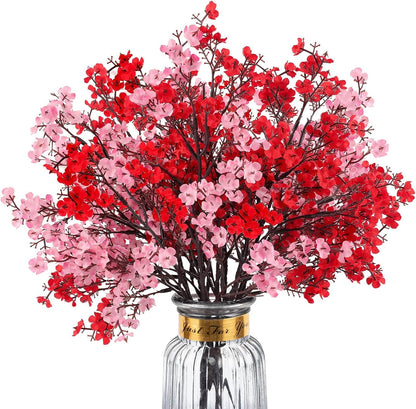 Babys Breath Artificial Flowers, 8 Bundles Cherry Blossom Pink Real Touch Fake Silk Flowers Bulk for Vase Home Office Wedding Spring Indoor Outdoor Centerpiece Table Mother's Day Decorations
