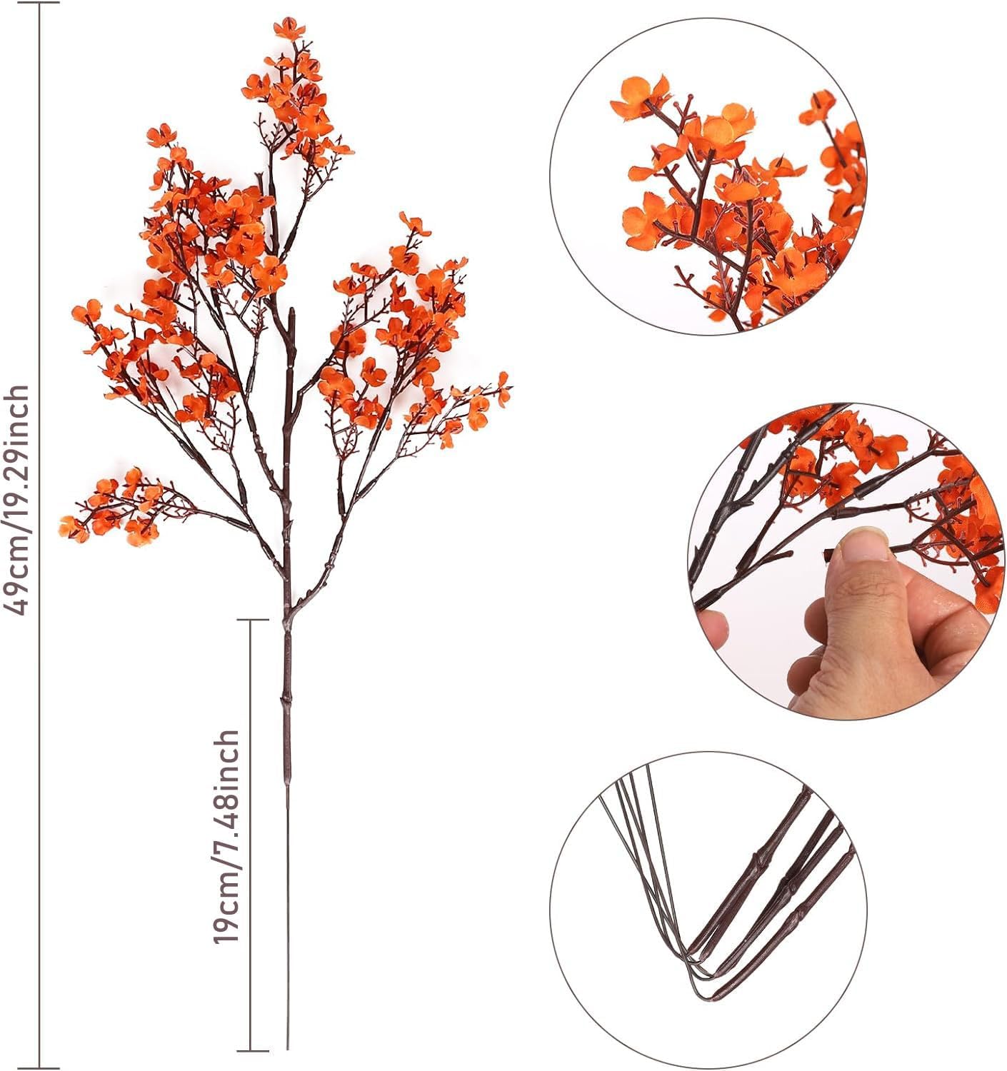 Babys Breath Artificial Flowers, 8 Bundles Cherry Blossom Pink Real Touch Fake Silk Flowers Bulk for Vase Home Office Wedding Spring Indoor Outdoor Centerpiece Table Mother's Day Decorations