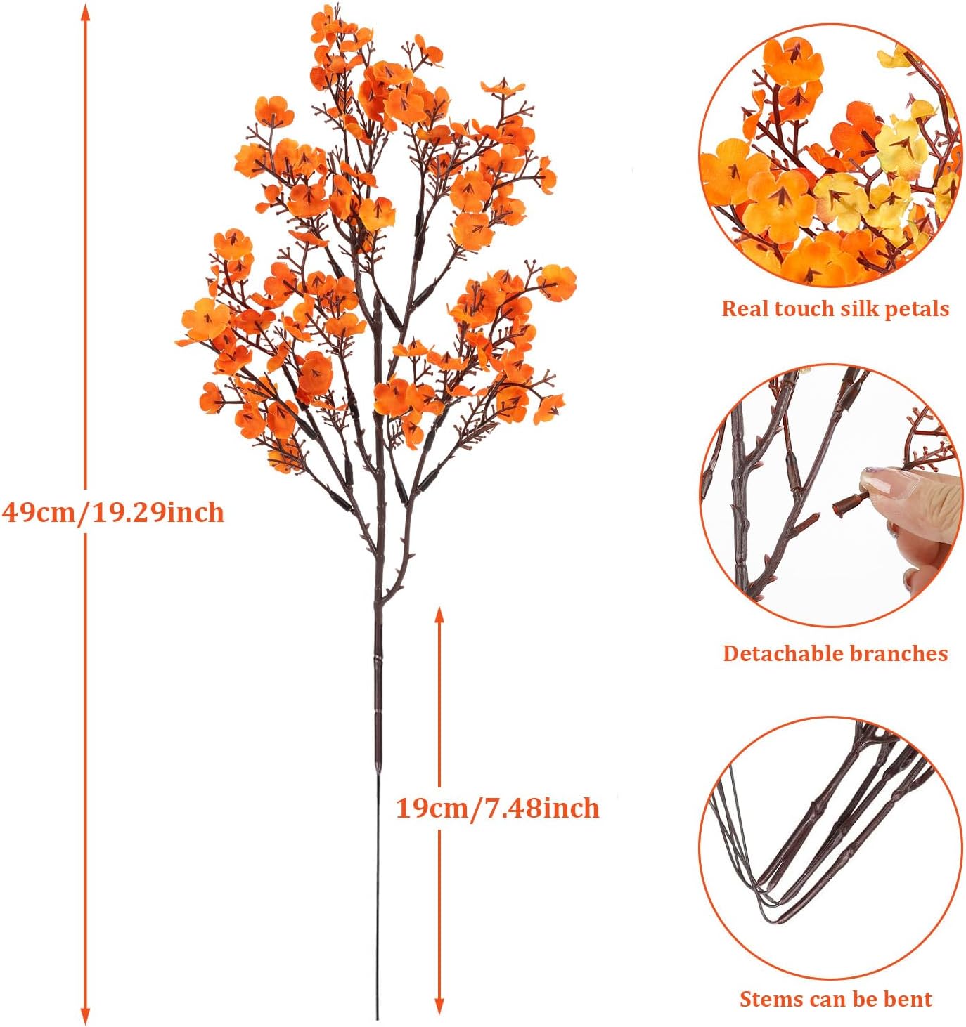 Babys Breath Artificial Flowers, 8 Bundles Cherry Blossom Pink Real Touch Fake Silk Flowers Bulk for Vase Home Office Wedding Spring Indoor Outdoor Centerpiece Table Mother's Day Decorations