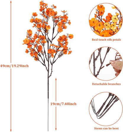 Babys Breath Artificial Flowers, 8 Bundles Cherry Blossom Pink Real Touch Fake Silk Flowers Bulk for Vase Home Office Wedding Spring Indoor Outdoor Centerpiece Table Mother's Day Decorations