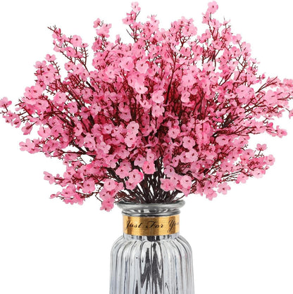 Babys Breath Artificial Flowers, 8 Bundles Cherry Blossom Pink Real Touch Fake Silk Flowers Bulk for Vase Home Office Wedding Spring Indoor Outdoor Centerpiece Table Mother's Day Decorations