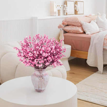 Babys Breath Artificial Flowers, 8 Bundles Cherry Blossom Pink Real Touch Fake Silk Flowers Bulk for Vase Home Office Wedding Spring Indoor Outdoor Centerpiece Table Mother's Day Decorations