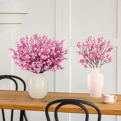 Babys Breath Artificial Flowers, 8 Bundles Cherry Blossom Pink Real Touch Fake Silk Flowers Bulk for Vase Home Office Wedding Spring Indoor Outdoor Centerpiece Table Mother's Day Decorations