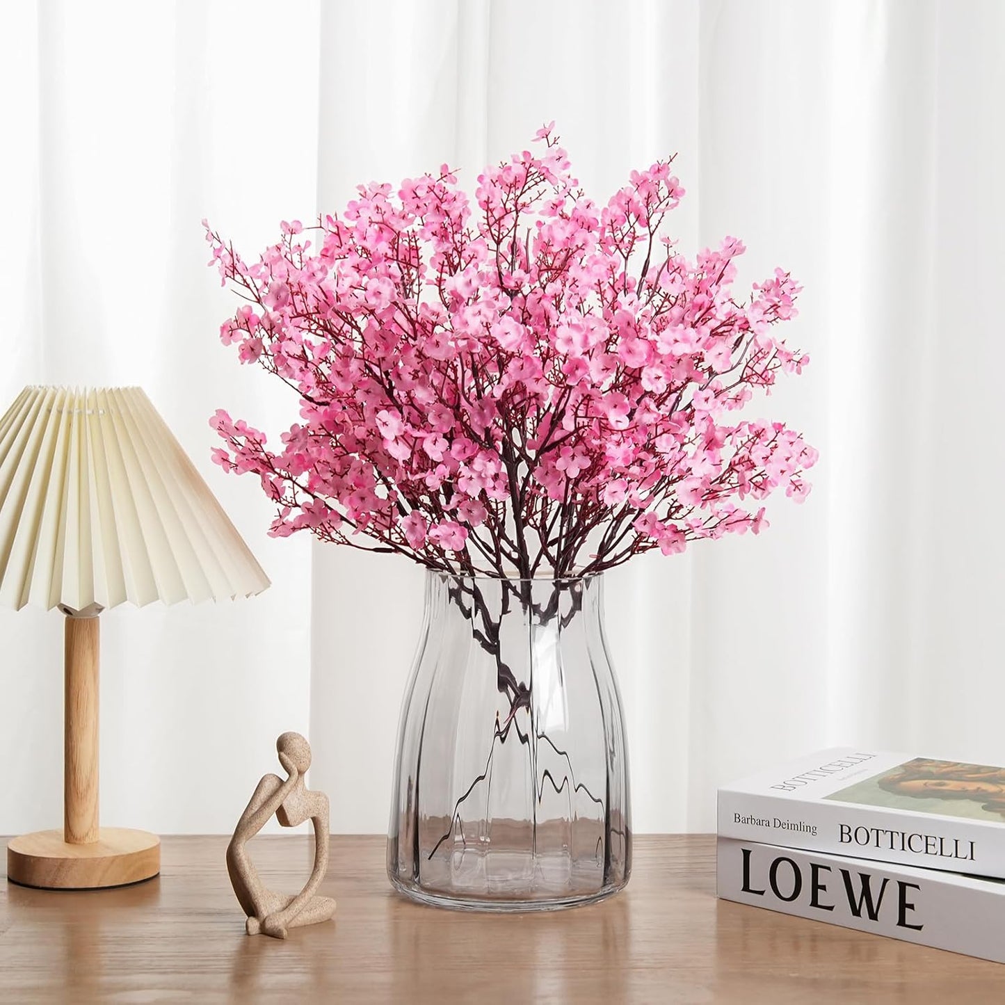 Babys Breath Artificial Flowers, 8 Bundles Cherry Blossom Pink Real Touch Fake Silk Flowers Bulk for Vase Home Office Wedding Spring Indoor Outdoor Centerpiece Table Mother's Day Decorations