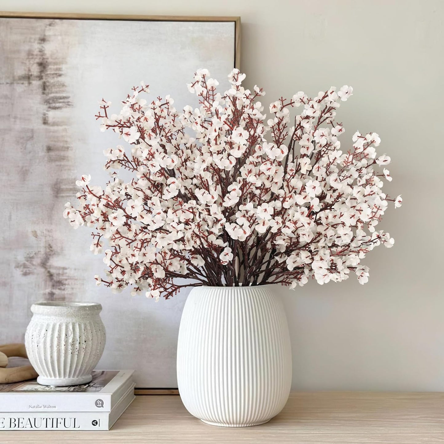 Babys Breath Artificial Flowers, 8 Bundles Cherry Blossom Pink Real Touch Fake Silk Flowers Bulk for Vase Home Office Wedding Spring Indoor Outdoor Centerpiece Table Mother's Day Decorations