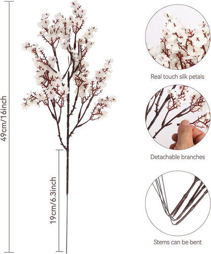 Babys Breath Artificial Flowers, 8 Bundles Cherry Blossom Pink Real Touch Fake Silk Flowers Bulk for Vase Home Office Wedding Spring Indoor Outdoor Centerpiece Table Mother's Day Decorations