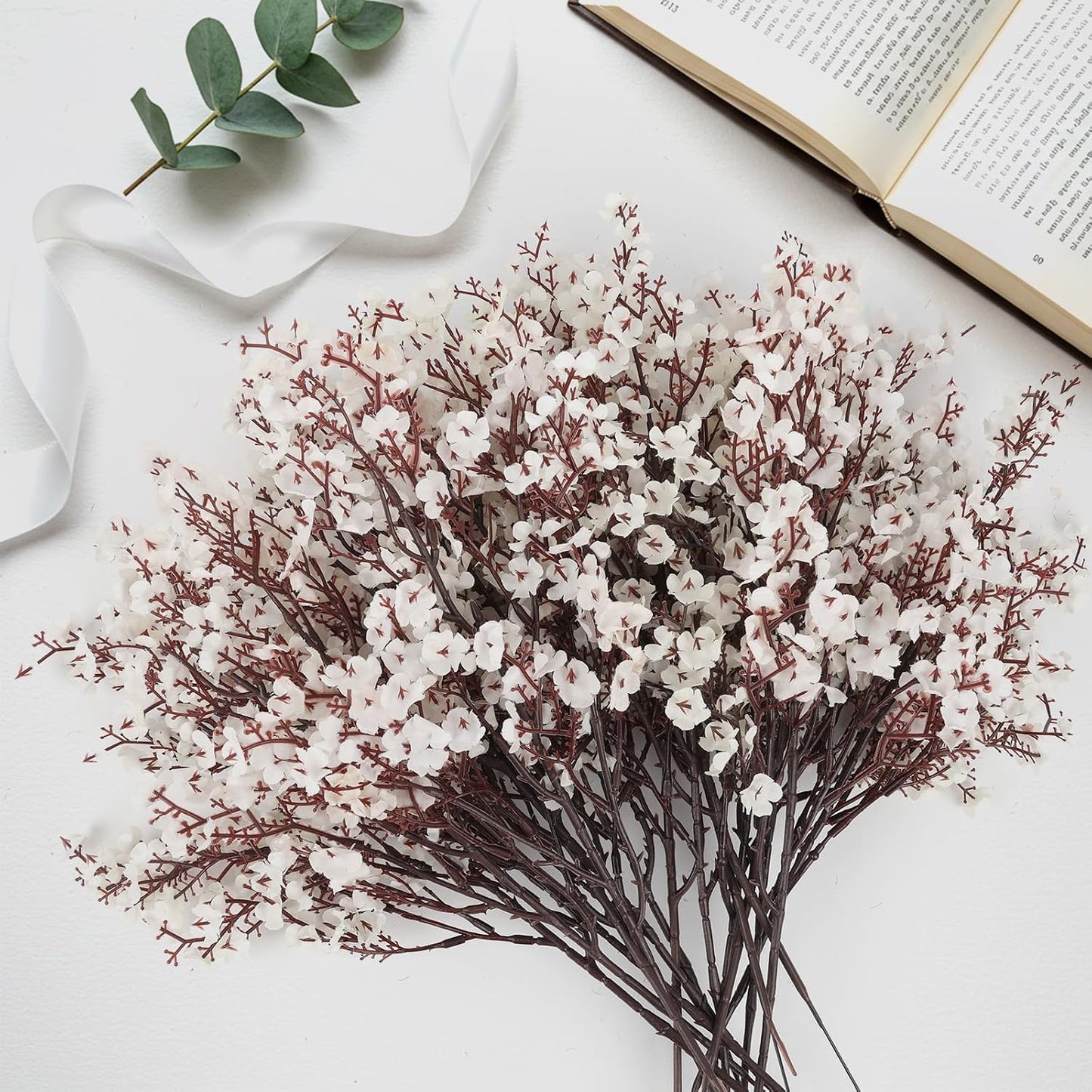 Babys Breath Artificial Flowers, 8 Bundles Cherry Blossom Pink Real Touch Fake Silk Flowers Bulk for Vase Home Office Wedding Spring Indoor Outdoor Centerpiece Table Mother's Day Decorations