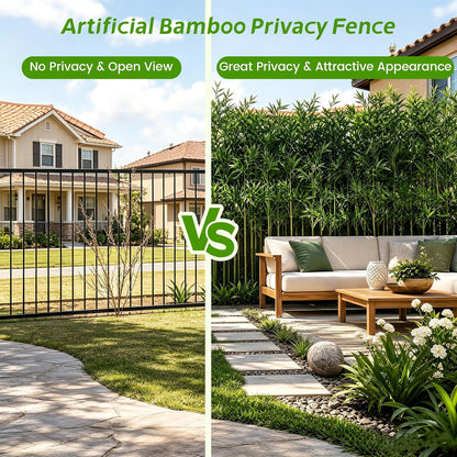 10 Pcs Artificial Bamboo Plants Outdoor,5ft Faux Bamboo Privacy Screen, Fake Bamboo Trees, UV Resistant for Garden Fence, Patio, Balcony, Indoor & Outdoor Home Decor