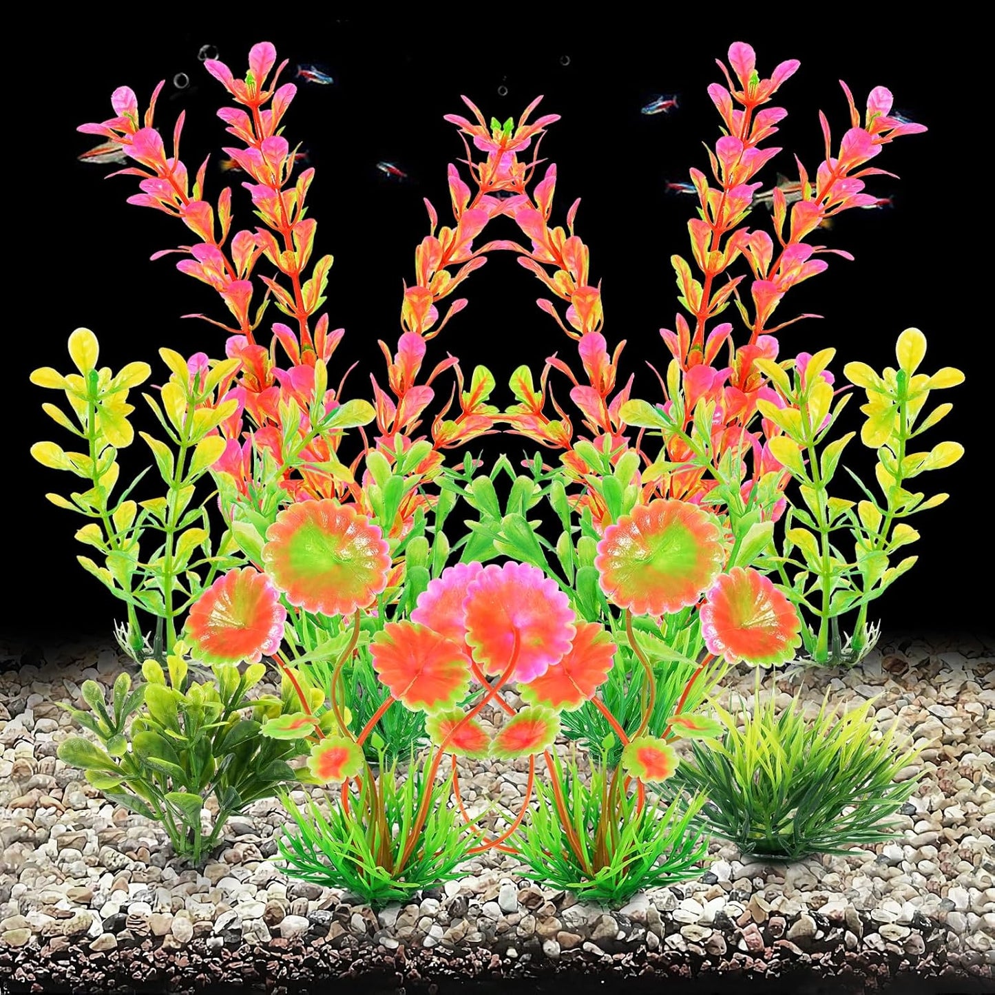 Artificial Fish Tank Plants, Plastic Aquarium Decorations, Green Accessories, 10pcs