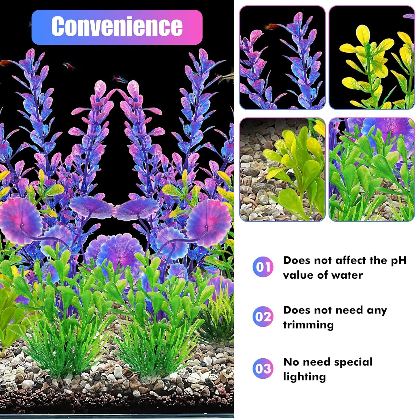 Artificial Fish Tank Plants, Plastic Aquarium Decorations, Green Accessories, 10pcs