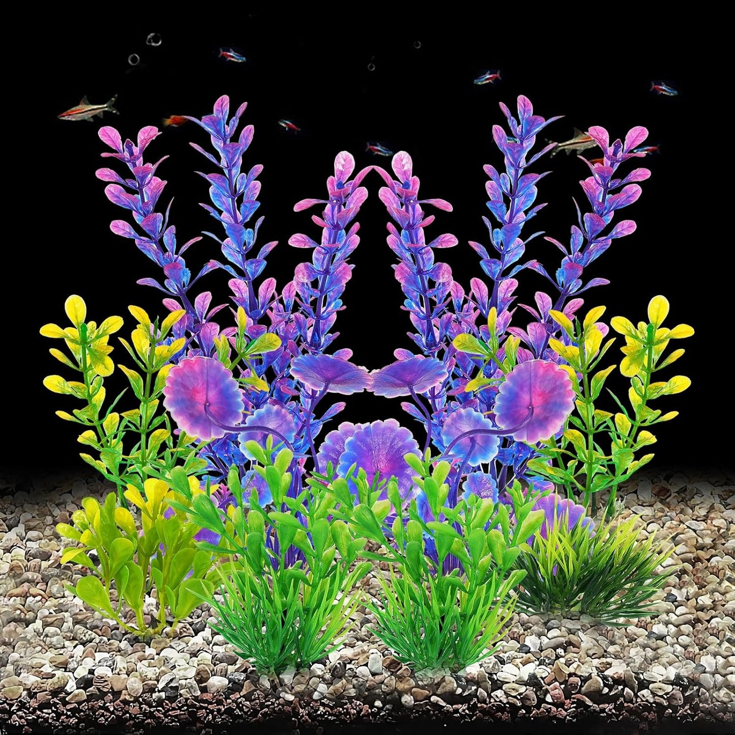 Artificial Fish Tank Plants, Plastic Aquarium Decorations, Green Accessories, 10pcs