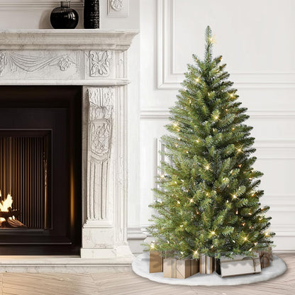 7.5ft Pre-Lit Fraser Fir Pencil Christmas Tree with 350 Clear Lights, 1188 Realistic Dense Branch Tips, Easy Setup Artificial Trees with Sturdy Metal Stand