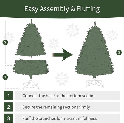 7.5ft Pre-Lit Fraser Fir Pencil Christmas Tree with 350 Clear Lights, 1188 Realistic Dense Branch Tips, Easy Setup Artificial Trees with Sturdy Metal Stand
