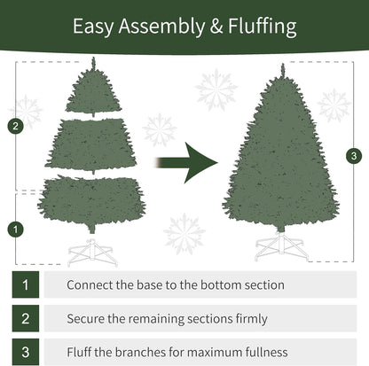 7.5ft Pre-Lit Fraser Fir Pencil Christmas Tree with 350 Clear Lights, 1188 Realistic Dense Branch Tips, Easy Setup Artificial Trees with Sturdy Metal Stand