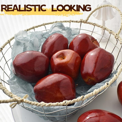 Big Fake Red Apples, Realistic Artificial Apples Fruit Decor 6PCS