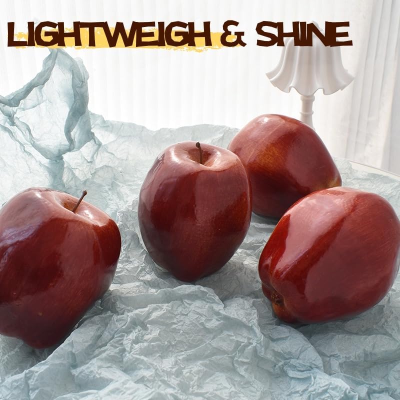 Big Fake Red Apples, Realistic Artificial Apples Fruit Decor 6PCS