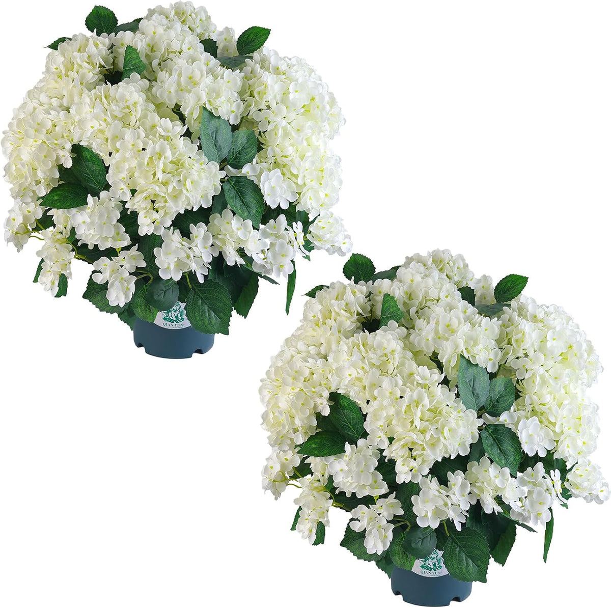 Artificial Hydrangea Bush – 20 Inch Potted Faux Hydrangea Plant, UV Resistant Outdoor Hydrangea Artificial Plants for Front Porch, Garden, Patio & Indoor Decor