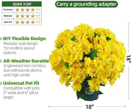 Artificial Hydrangea Bush – 20 Inch Potted Faux Hydrangea Plant, UV Resistant Outdoor Hydrangea Artificial Plants for Front Porch, Garden, Patio & Indoor Decor