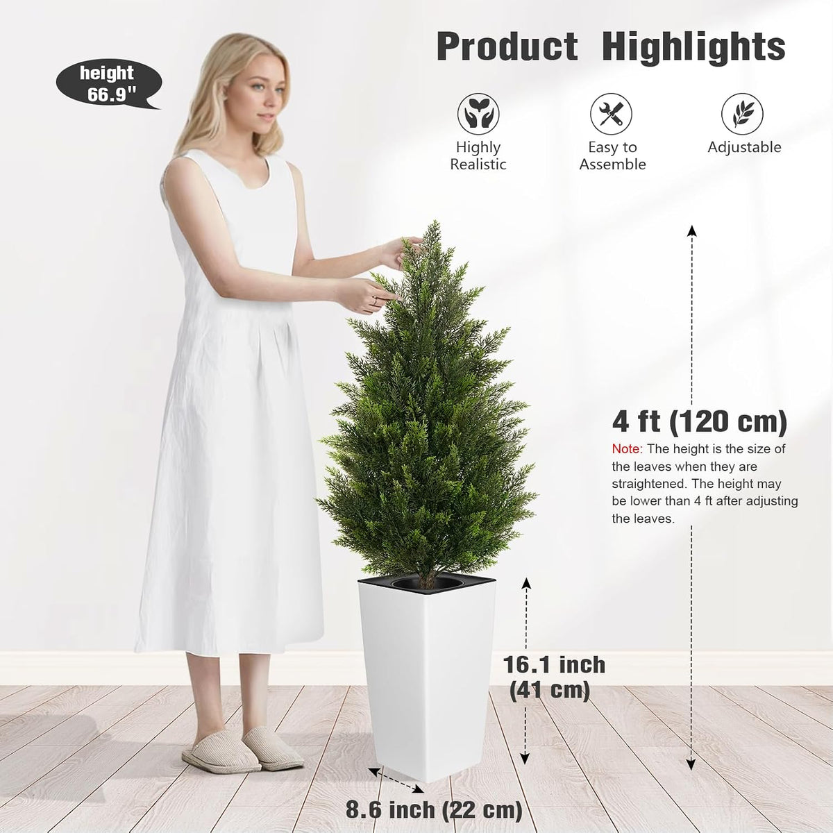 5FT Tall 2 Pack Artificial Cedar Topiary Trees with Compact Pyramidal Shape, Realistic Faux Cypress in Square Black Pot with Fillable Water Bag, Outdoor Evergreen for Front Porch Garden Home Decor