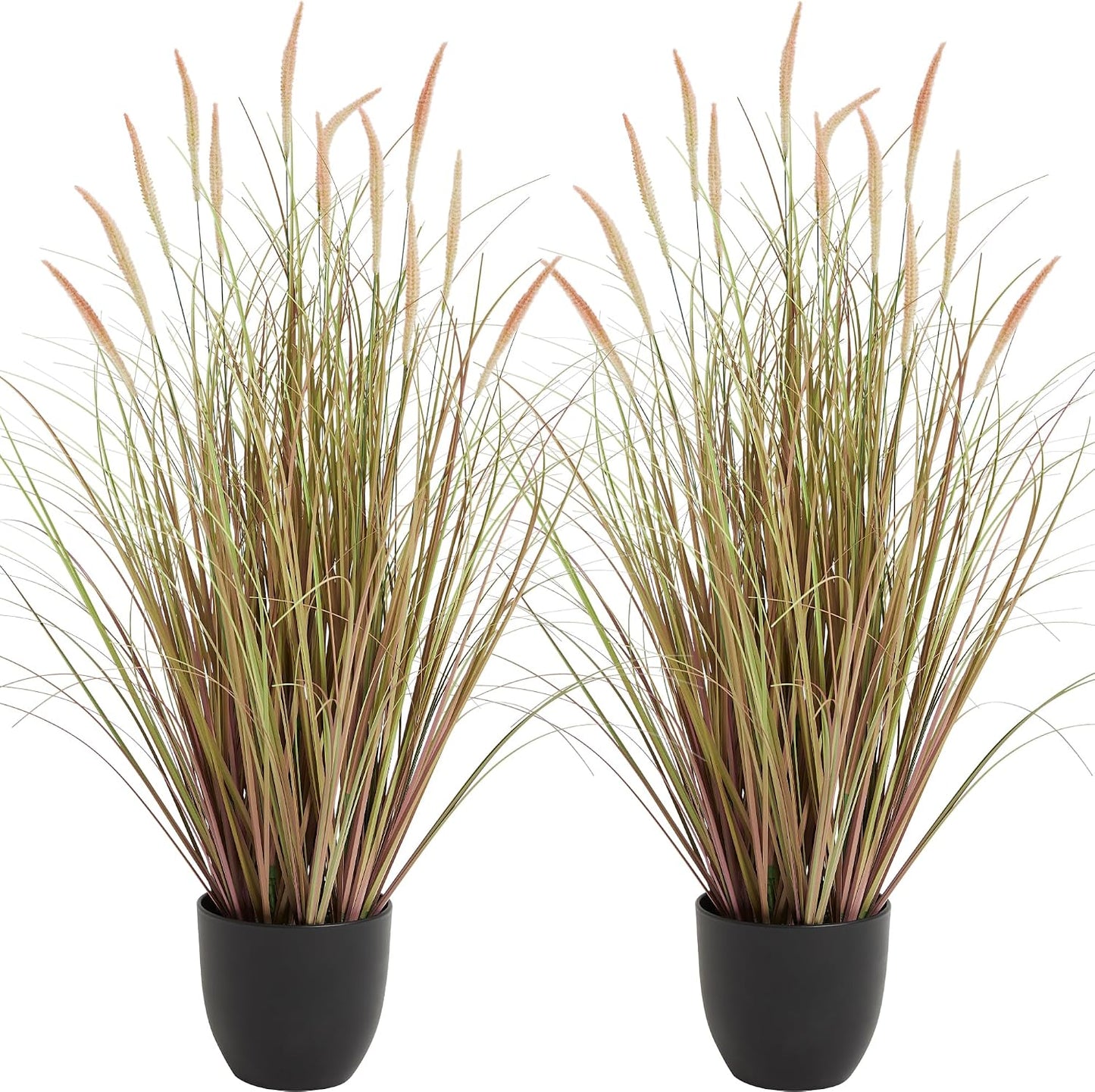 4ft 2-Pack Artificial Cattail Reed Grass, 47.2’’ Artificial Indoor Outdoor Fake Onion Grass Floor Plant, Home Office Wedding Decorative Potted Plants, Housewarming Gift, Pink