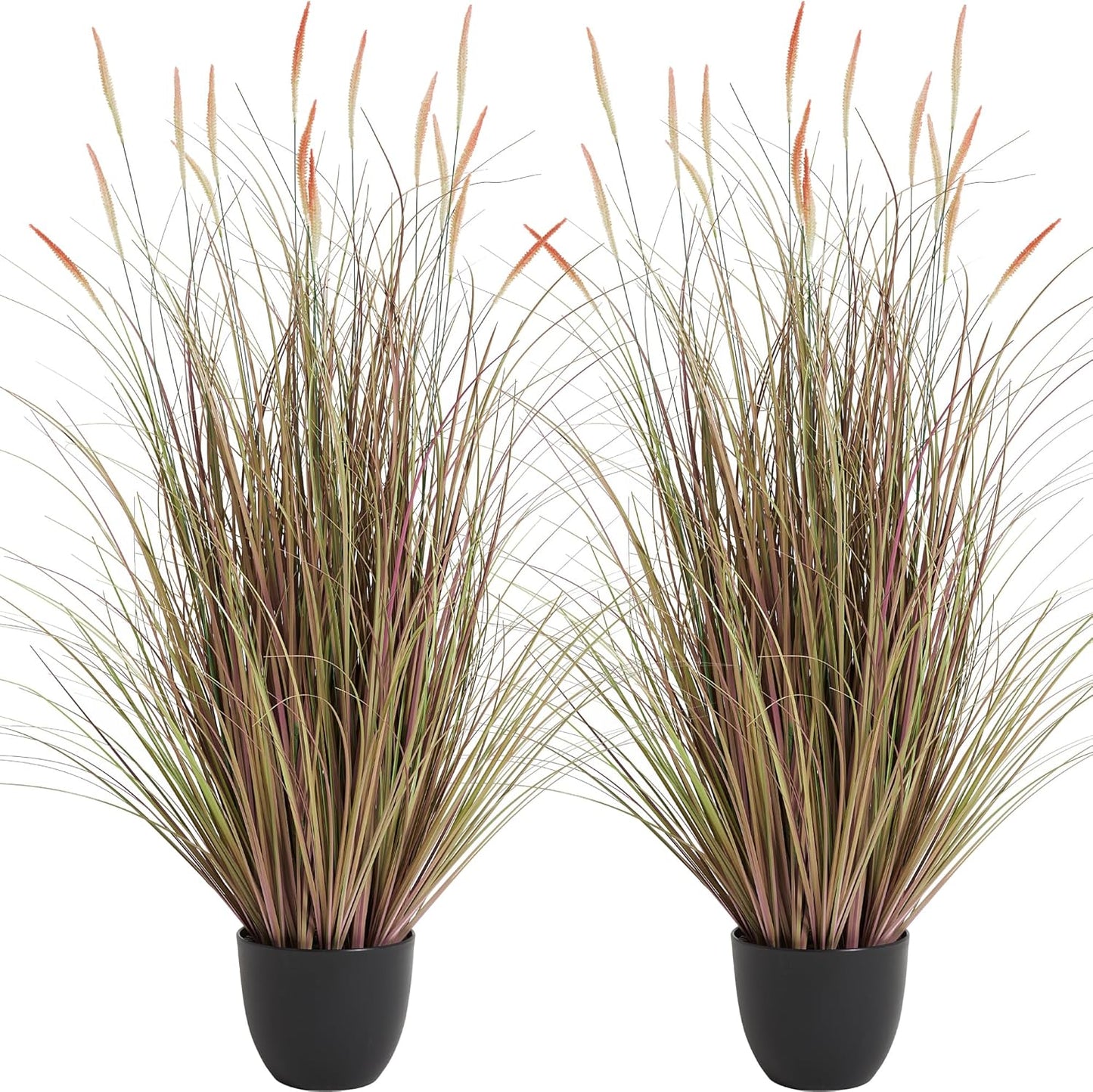 4ft 2-Pack Artificial Cattail Reed Grass, 47.2’’ Artificial Indoor Outdoor Fake Onion Grass Floor Plant, Home Office Wedding Decorative Potted Plants, Housewarming Gift, Pink