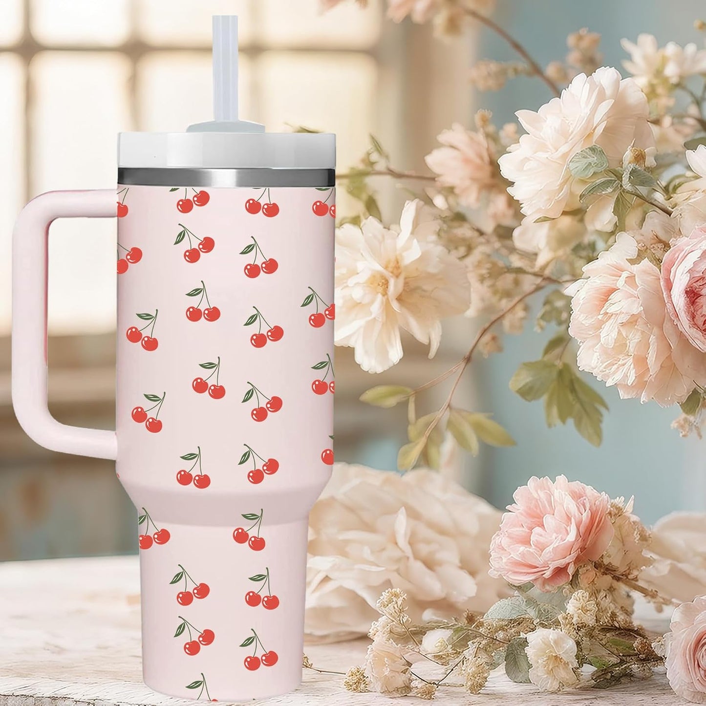40 OZ Lemon Tumbler with Handle.lemon lover gifts.Unique Christmas Birthday Gifts for Lemon Lover.Personalized 40 OZ Lemons Tumbler Gifts for Women Men.