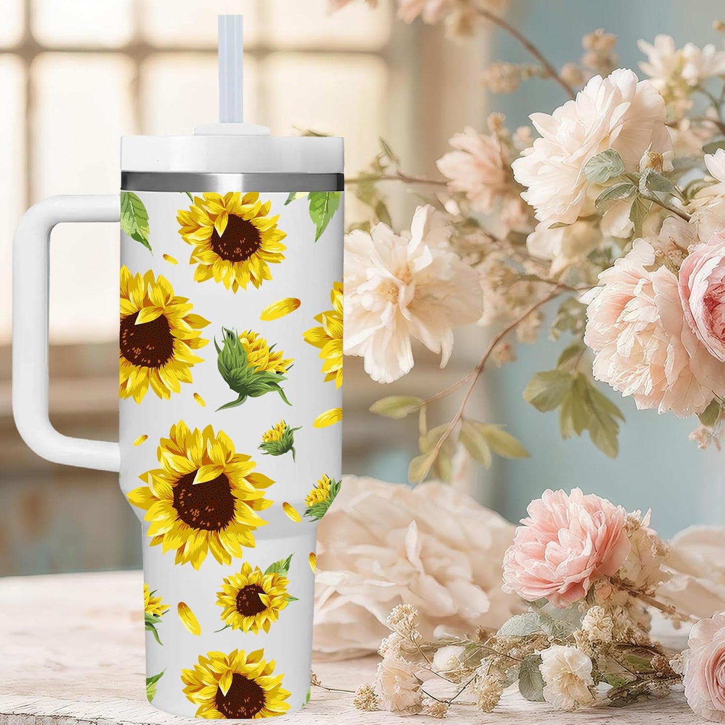 40 OZ Lemon Tumbler with Handle.lemon lover gifts.Unique Christmas Birthday Gifts for Lemon Lover.Personalized 40 OZ Lemons Tumbler Gifts for Women Men.