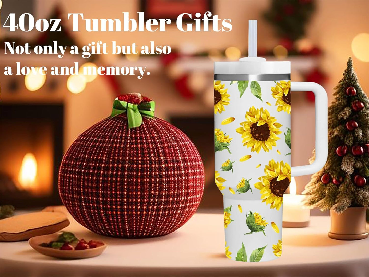 40 OZ Lemon Tumbler with Handle.lemon lover gifts.Unique Christmas Birthday Gifts for Lemon Lover.Personalized 40 OZ Lemons Tumbler Gifts for Women Men.