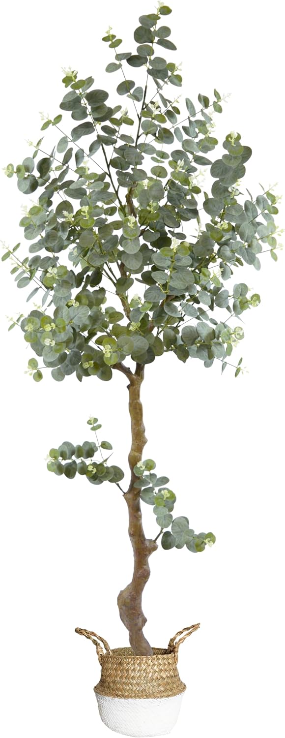 6ft Artificial Eucalyptus Tree Fake Plant with Woven Basket