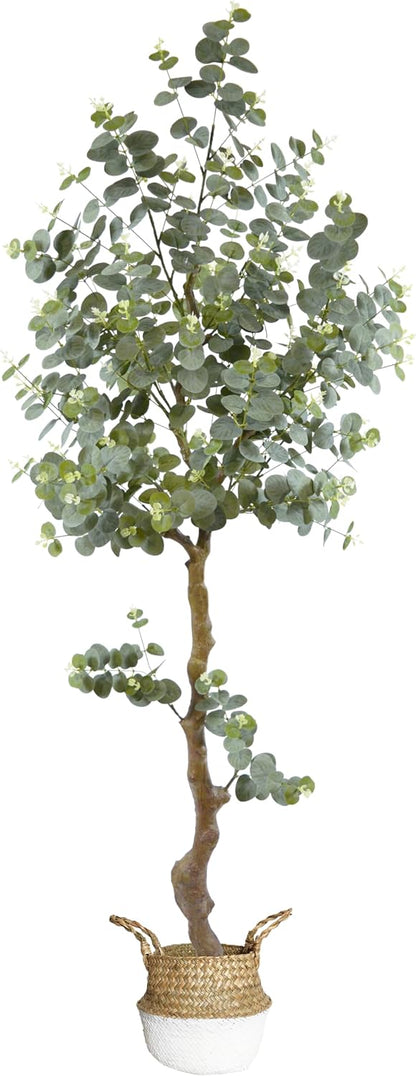 6ft Artificial Eucalyptus Tree Fake Plant with Woven Basket