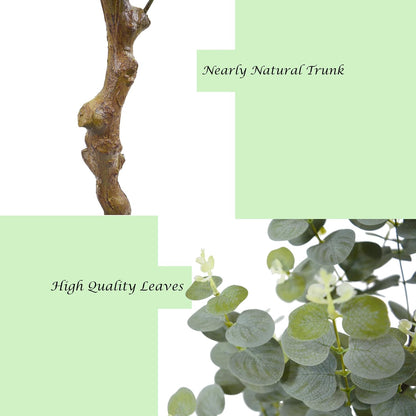 6ft Artificial Eucalyptus Tree Fake Plant with Woven Basket