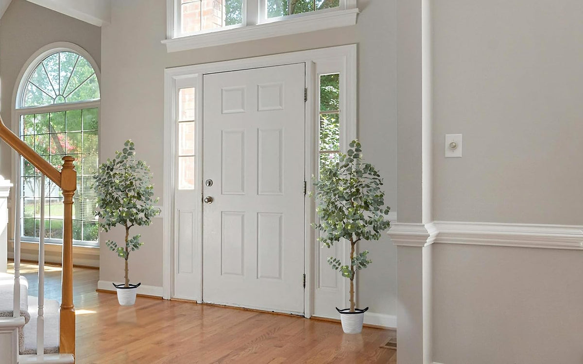 6ft Artificial Eucalyptus Tree Fake Plant with Woven Basket