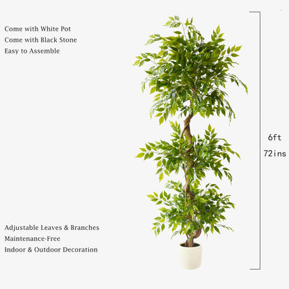 6ft Artificial Eucalyptus Tree Fake Plant with Woven Basket