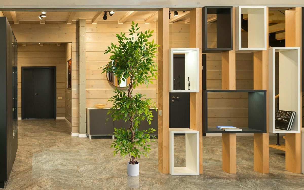 6ft Artificial Eucalyptus Tree Fake Plant with Woven Basket