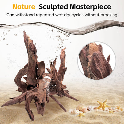 Natural Driftwood for Aquarium Decor – Unique Size Real Wood Branches for Fish Tank, Reptile Habitat, Terrarium, Hermit Crab, Shrimp Tank,Safe for Aquatic Pets (13-18 INCH, Mopani Driftwood)