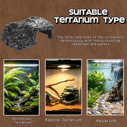 Aquarium Rock Cave House, Natural Looking Rocks | Built with durable materials, these reptile cave shelters work great as aquarium decor.