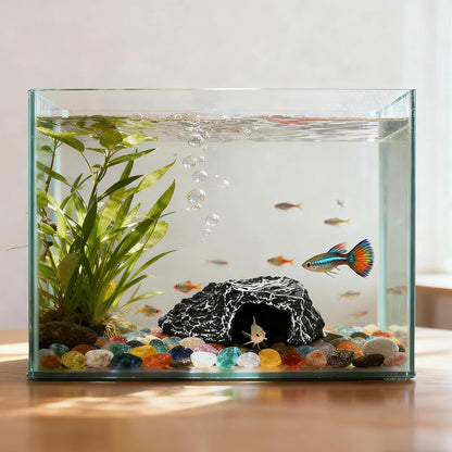 Aquarium Rock Cave House, Natural Looking Rocks | Built with durable materials, these reptile cave shelters work great as aquarium decor.
