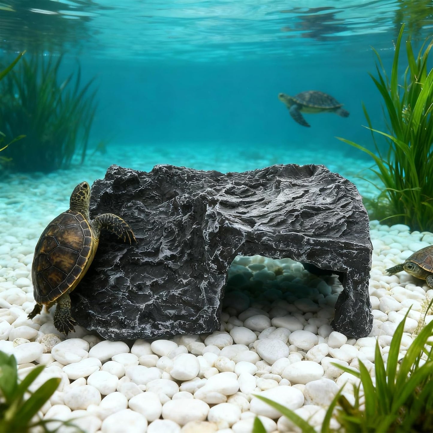 Aquarium Rock Cave House, Natural Looking Rocks | Built with durable materials, these reptile cave shelters work great as aquarium decor.