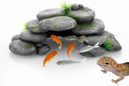 Aquarium Rock Cave House, Natural Looking Rocks | Built with durable materials, these reptile cave shelters work great as aquarium decor.