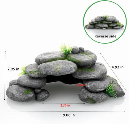 Aquarium Rock Cave House, Natural Looking Rocks | Built with durable materials, these reptile cave shelters work great as aquarium decor.