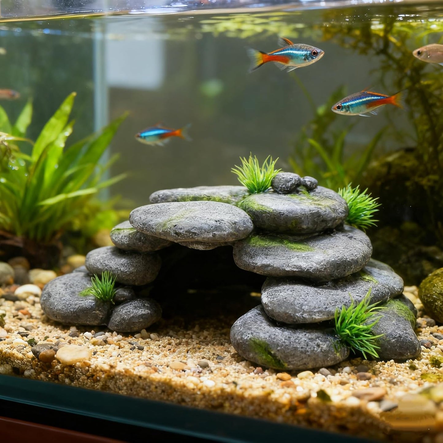 Aquarium Rock Cave House, Natural Looking Rocks | Built with durable materials, these reptile cave shelters work great as aquarium decor.