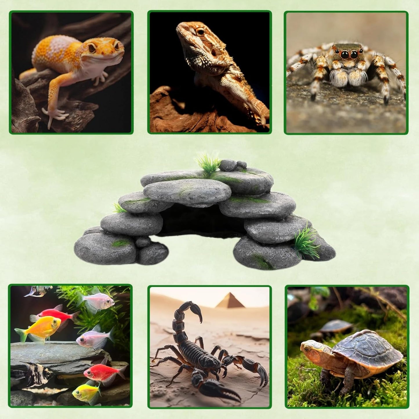 Aquarium Rock Cave House, Natural Looking Rocks | Built with durable materials, these reptile cave shelters work great as aquarium decor.